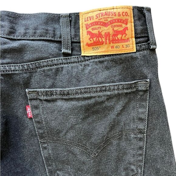 Levi’s 505 Men’s Jeans W40 L30 Water<Less Denim Straight Fit - Black - Picture 6 of 6